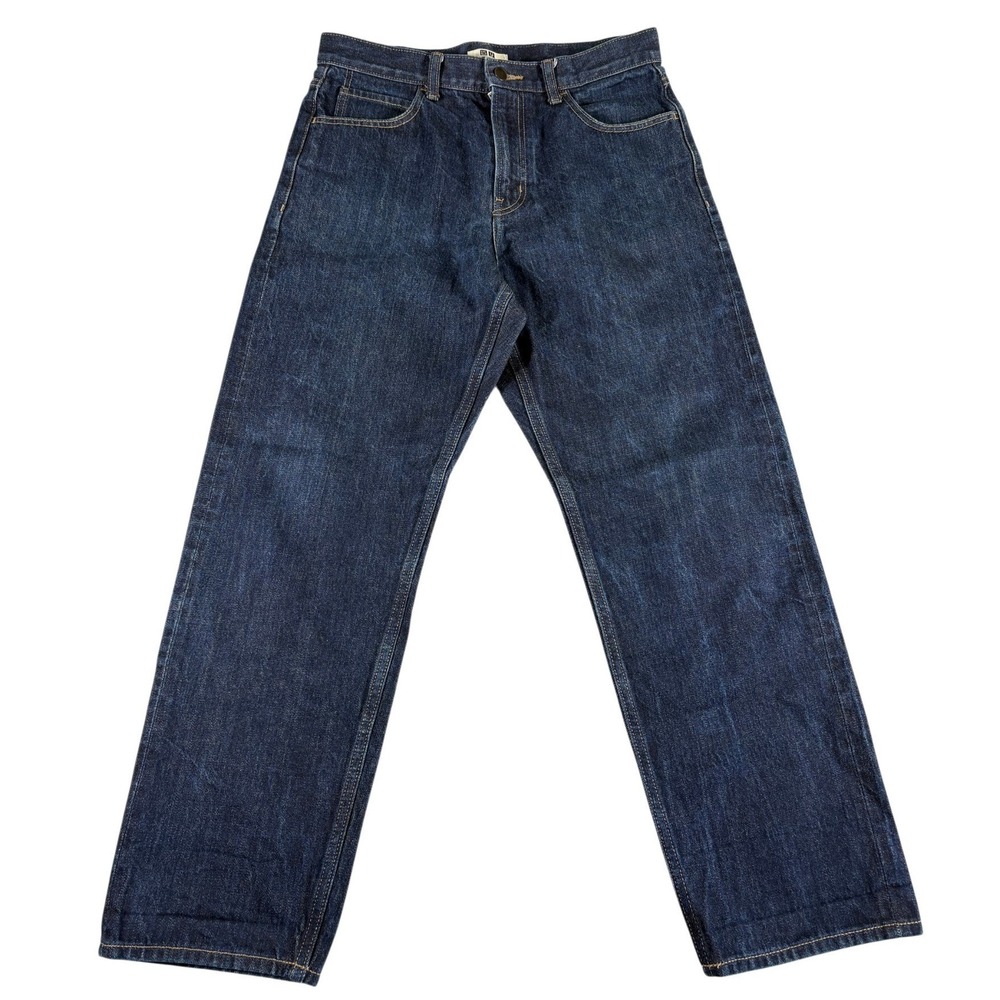 Uniqlo‎ Straight Leg Jeans Mens 30 Blue Selvedge Denim Dark Wash Heavyweight